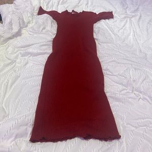 maison margiela stunning red knit ankle length dress